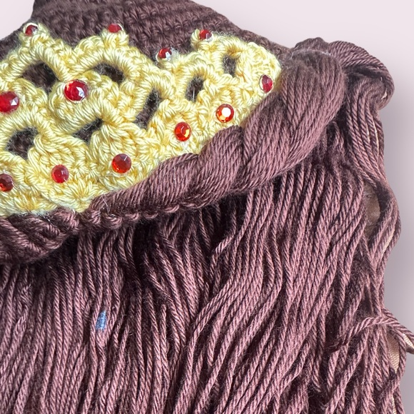 Kids Handmade Beauty And The Beast Belle Crocheted Yarn Wig Dress Up Costume - Picture 11 of 12